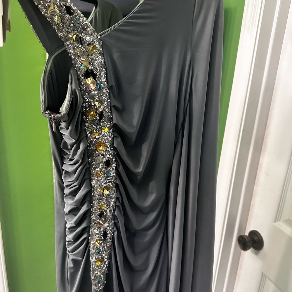 SPY One-Shoulder Dress in Gray with Sequin Detail-NWT - Picture 7 of 9